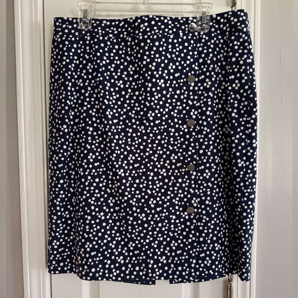 Talbots White and Navy Blue Pencil Skirt